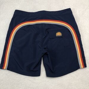 Sundek Swim Trunk Men's 32 Fixed Waist Mid-Length Swim Shorts Rainbow Unlined